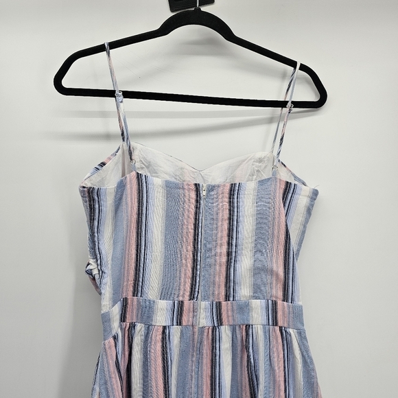 Gianni Bini Stripe Peek A Boo Cotton  spaghetti Strap Midi dress Womens Large - Picture 4 of 6